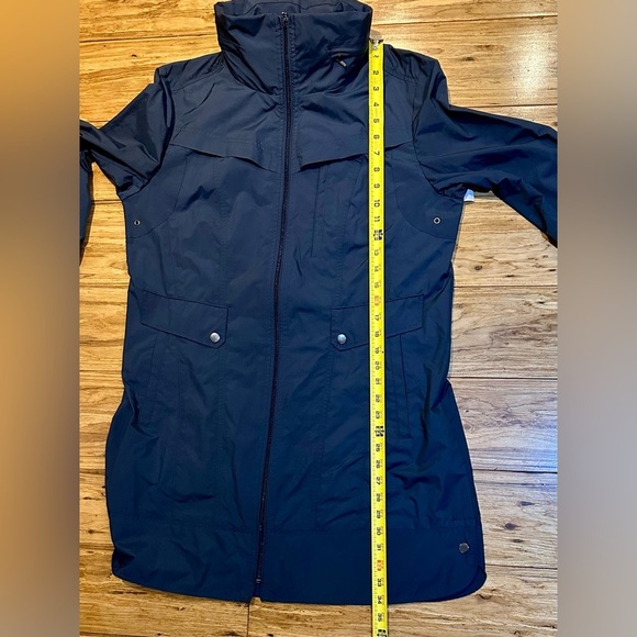 Cole Haan Navy Blue Hooded Multi Pocket Lightweight Trench Rain Coat Size L - Picture 11 of 11